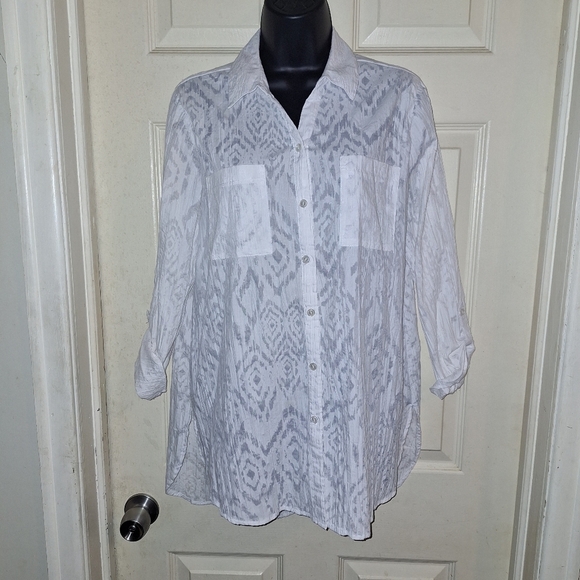 Chicos white button-down blouse 8-10 - Picture 1 of 7